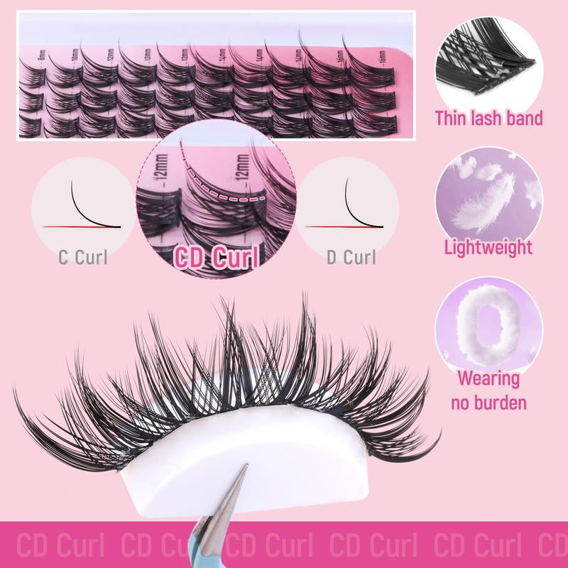 Wispy Lash Clusters Manga Eyelash Clusters, Natural Individual Lashes C Curl Spiky Cluster Eyelash Extensions, 8-16Mm False Eyelashes Anime Lash Extension Natural Look DIY Lashes