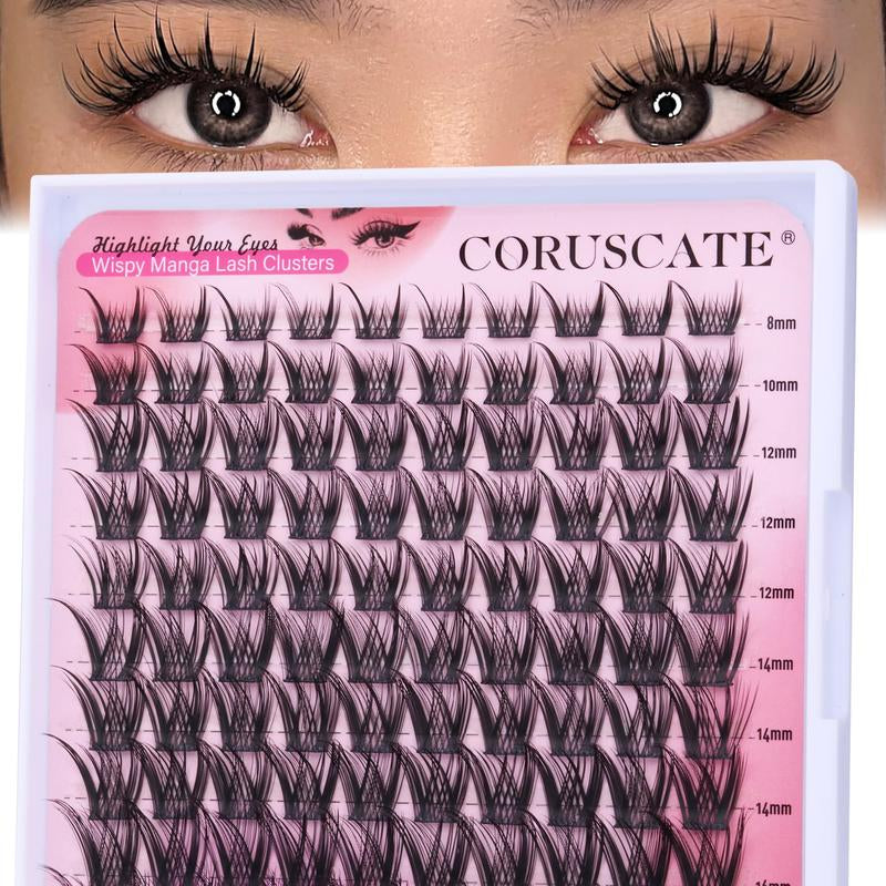 Wispy Lash Clusters Manga Eyelash Clusters, Natural Individual Lashes C Curl Spiky Cluster Eyelash Extensions, 8-16Mm False Eyelashes Anime Lash Extension Natural Look DIY Lashes