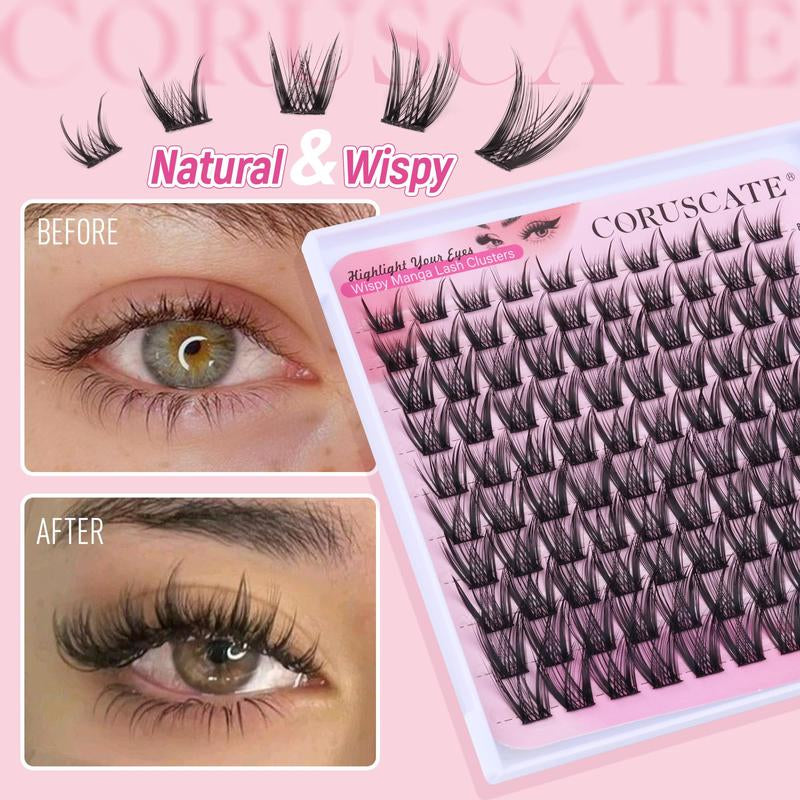 Wispy Lash Clusters Manga Eyelash Clusters, Natural Individual Lashes C Curl Spiky Cluster Eyelash Extensions, 8-16Mm False Eyelashes Anime Lash Extension Natural Look DIY Lashes