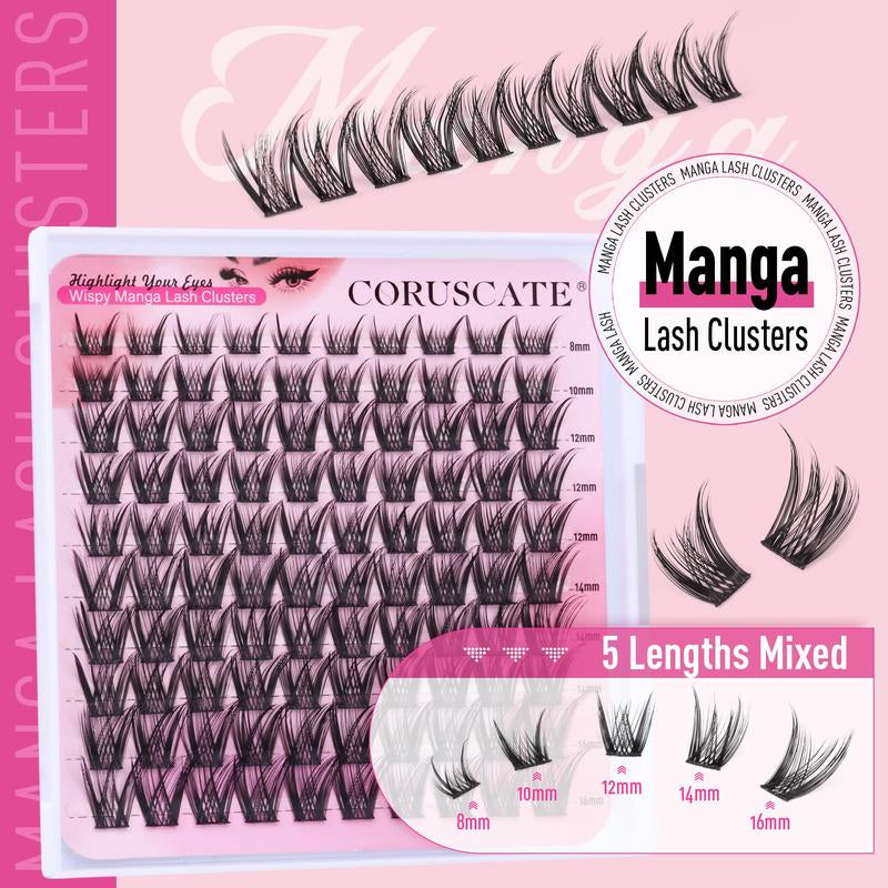 Wispy Lash Clusters Manga Eyelash Clusters, Natural Individual Lashes C Curl Spiky Cluster Eyelash Extensions, 8-16Mm False Eyelashes Anime Lash Extension Natural Look DIY Lashes