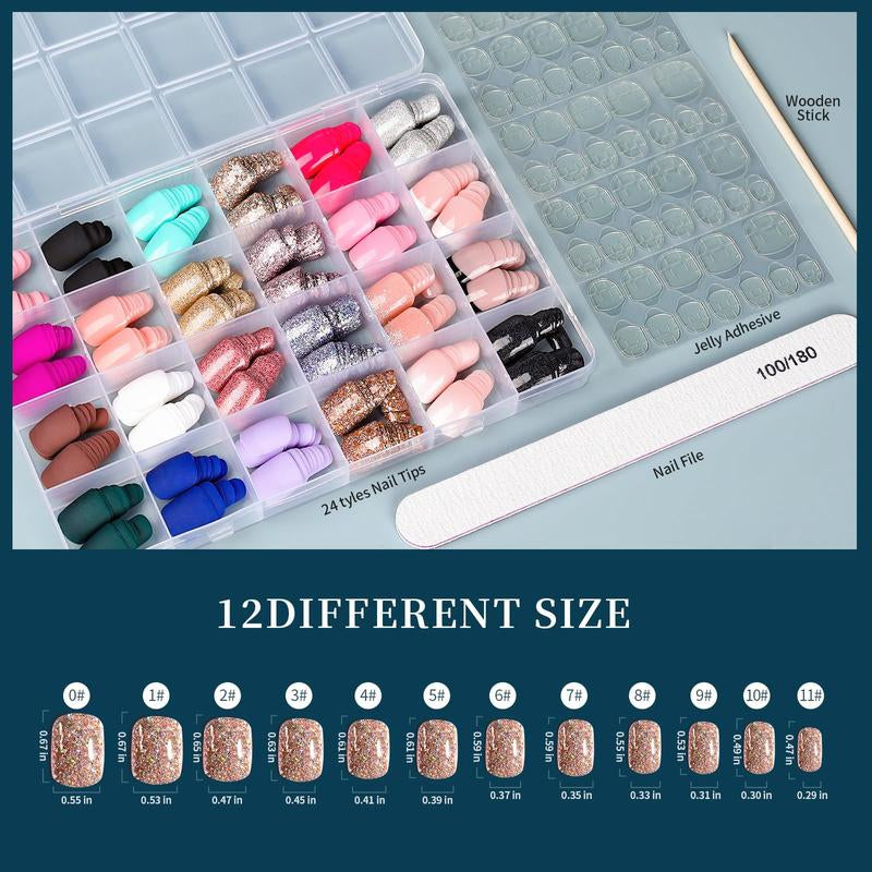 Press on Nails, 24 Colors 576PCS Press on Nails Short, Matte Glossy Press on Nails Short Square. Glitter Press on Nails Short Round. Natural Fit Lightweight Fake Nails Natural for Nail Art